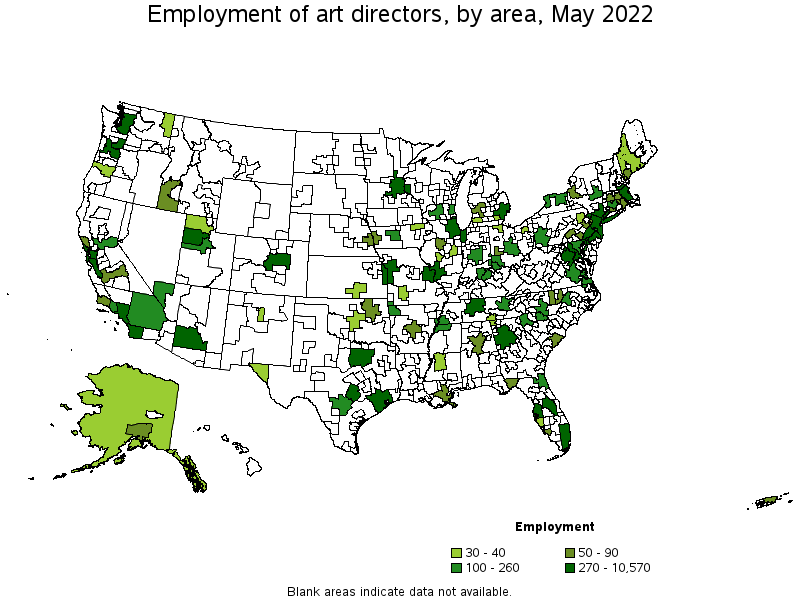 Map of employment of art directors by area, May 2022