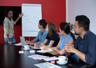 Entertainment and recreation managers in an office setting.