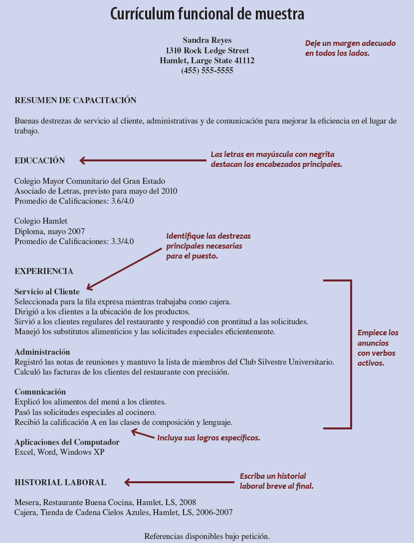 Resume de trabajo profesional