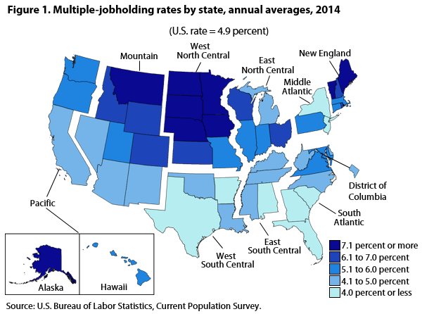 Figure 1. Multiple-jobholding rates by state, annual averages, 2014