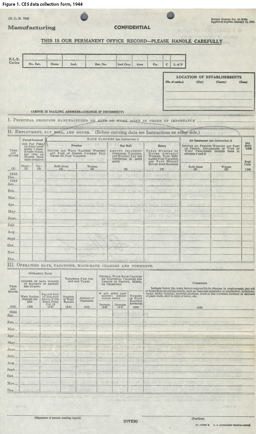 CES 1944 collection form