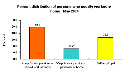 Percent distribution of persons who usually worked at home, May 2004