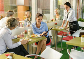 People dining at a cafe