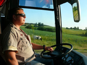 Bus driver operating bus