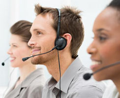 Workers listening to headsets