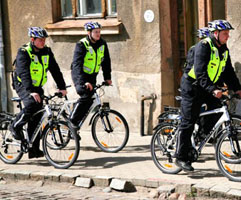 Police patrolling on bicycle