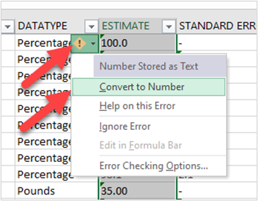 Image with a Pivot Table icon with a drop down arrow