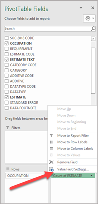 Graphic with red arrow pointing to the view field settings option 