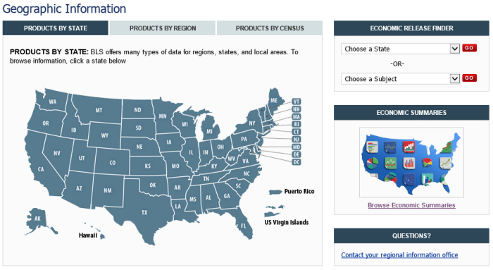 screenshot of the Geographic Information Home page