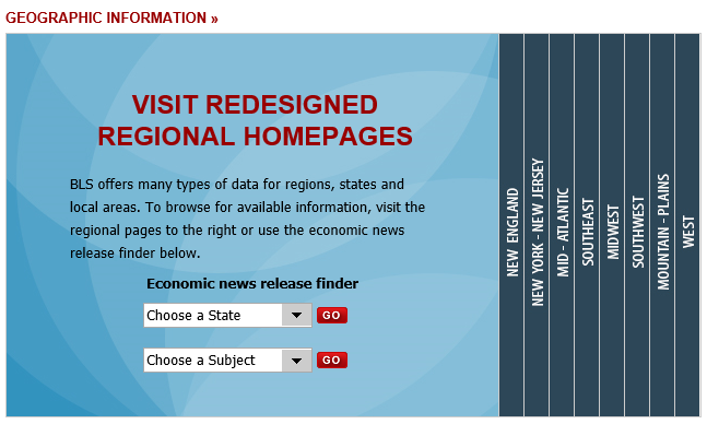 screenshot of the Geographic Information Home page