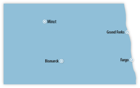 North Dakota Area Map