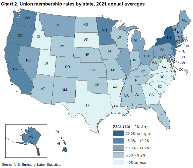 Union Members in Illinois — 2021 : Midwest Information Office : U.S. Bureau  of Labor Statistics