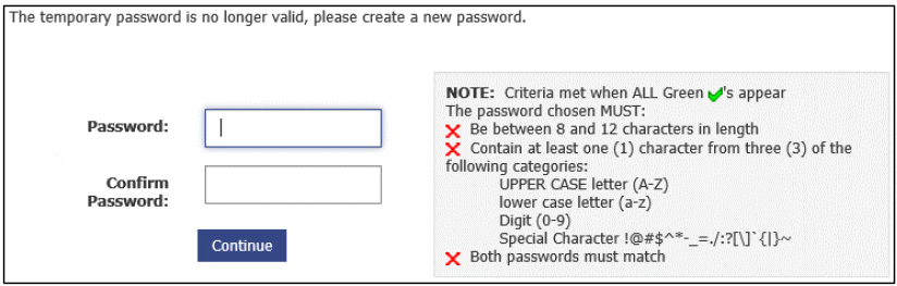 password screen