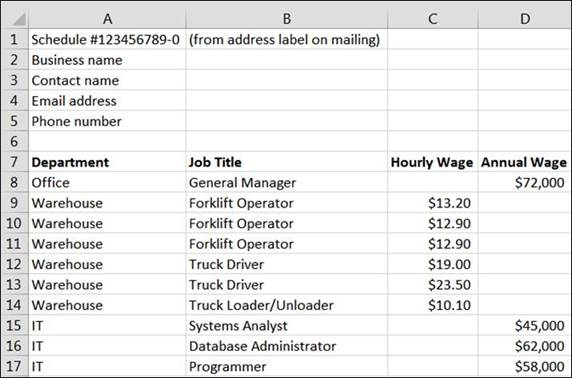 Example Spreadsheet